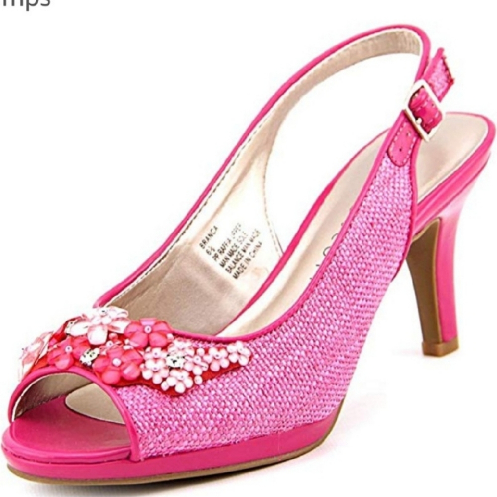 Karen Scott pink peep toe sling back pumps - Picture 1 of 8